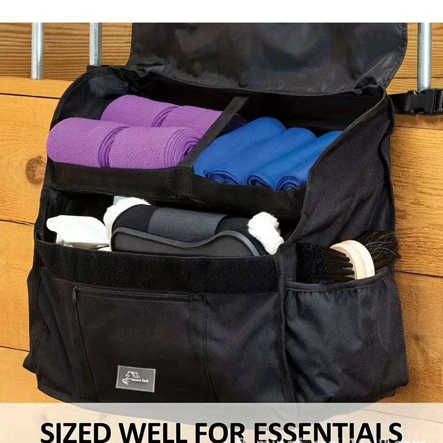 Over-the-Stall Horse Tack Bag Waterproof Lightweight Organizer Holds Brushes Hoof Picks Gear For Barn Stable Outdoor Riding
