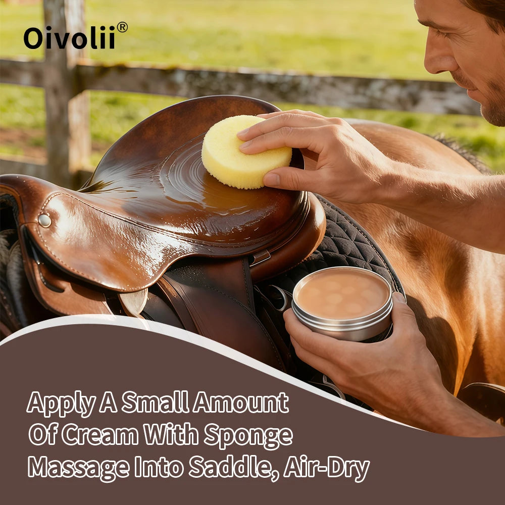 Oivolii Leather Saddle Cream Premium Deep Conditioning Restores Revitalizes Waterproof Shine Enhancer for Horse Tack & Gear Care