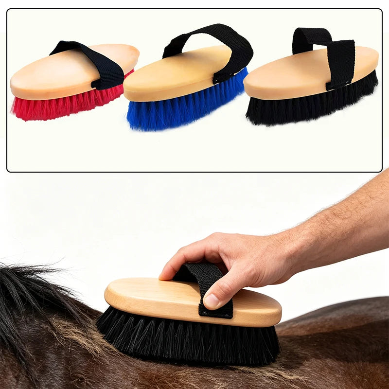 Elliptical Horse Grooming Curry Comb with Hand Strap, Durable Equestrian Massage Brush for Horse Cleaning & Care, Multi-Color